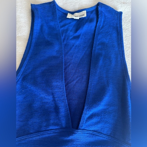 Aritzia Wilfred Free Women’s Valeria Plunge Neck Tank Top Electric Blue Size XXS - Picture 3 of 7